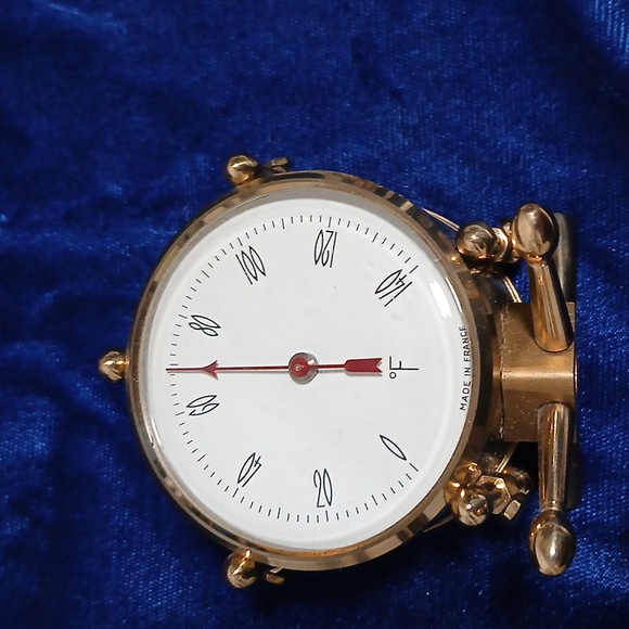 Antique Brass Drum Desk Analog Thermometer Made in France - Picture 3 of 12